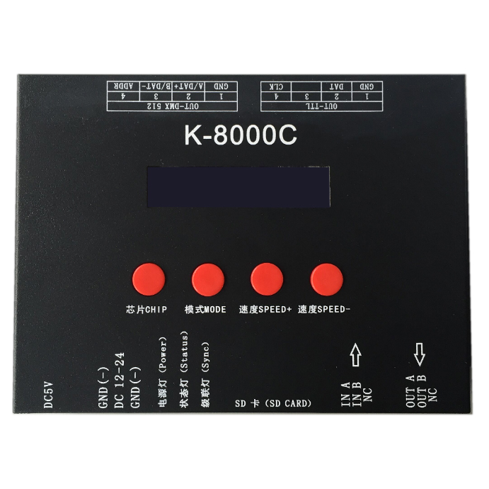 Offline 8 Ports K-8000C Programmable RGB LED Controller SD Card LED Pixel Controller for SPI/DMX